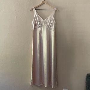Styleworks long silky pink slip dress